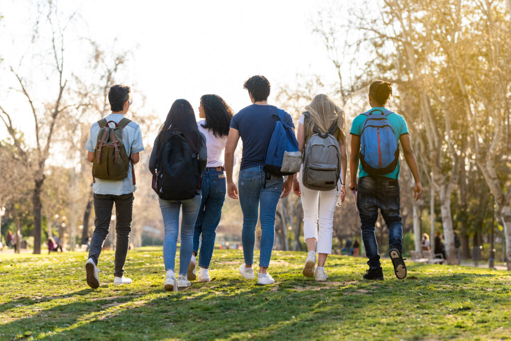 Group of students walking away